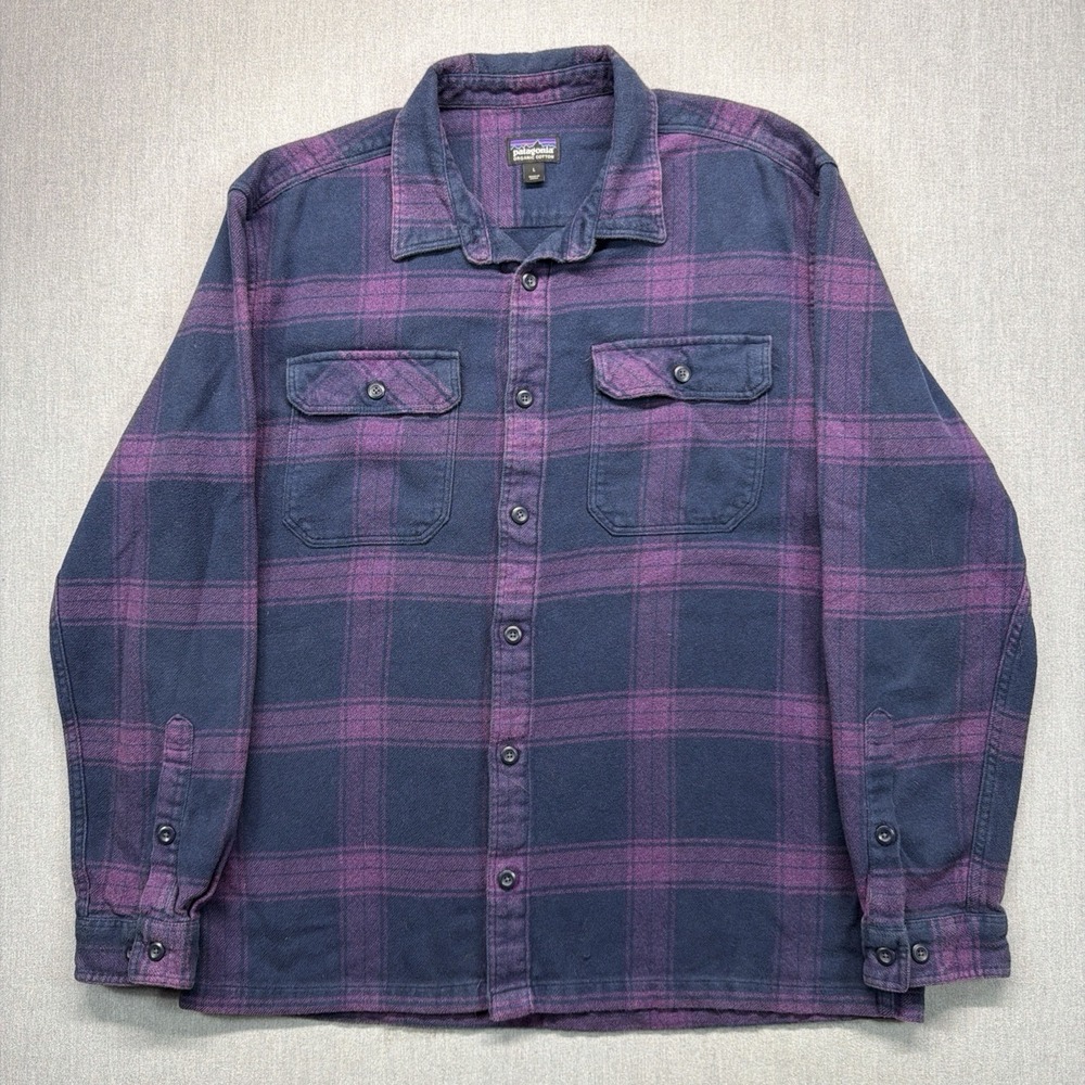 Patagonia Fjord Flannel Shirt Mens Large Plaid Organic Cotton Casual